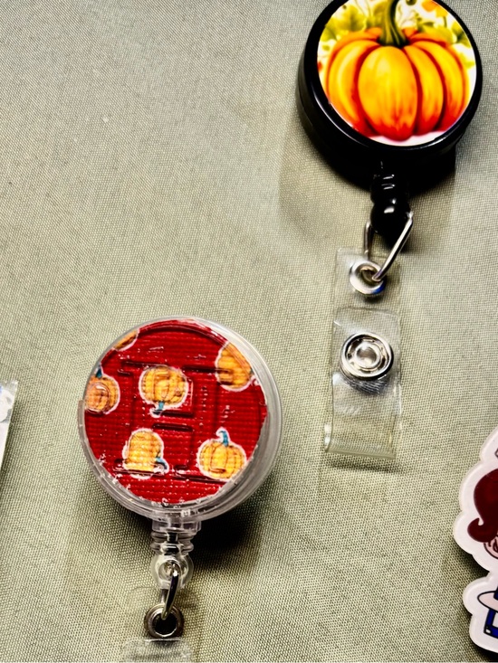 Accessories - Two Autumn Pumpkin Retractable Badge Reels